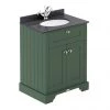 Old London 600mm Cabinet & Single Bowl Black Marble Top - Hunter Green