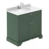 Old London 800mm Cabinet & Single Bowl White Marble Top - Hunter Green
