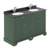 Old London 1200mm Cabinet & Double Bowl Black Marble Top - Hunter Green