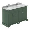 Old London 1200mm Cabinet & Double Bowl Grey Marble Top - Hunter Green
