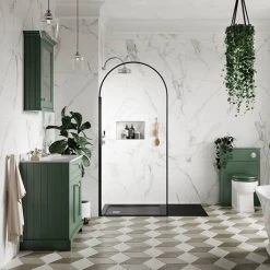 Old London 1000mm Cabinet & Single Bowl Grey Marble Top - Hunter Green -Vanity Units Sales Store LOF878 D3 460