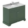 Old London 1000mm Cabinet & Single Bowl Grey Marble Top - Hunter Green