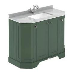 Old London Hunter Green Art Deco 1000mm Angled Cabinet with Grey Marble Basin Top