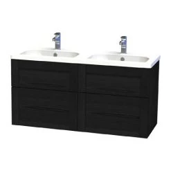 Miller London 120 Wall Hung Four Drawer Vanity Unit + Double Basin (Black)