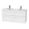 Miller London 120 Wall Hung Four Drawer Vanity Unit + Double Basin (White)