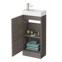 Milan W400 x D222mm Grey Avola Effect Compact Floor Standing Basin Unit -Vanity Units Sales Store MIL003 d4 460