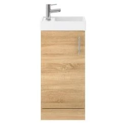 Milan W400 x D222mm Natural Oak Effect Compact Floor Standing Basin Unit -Vanity Units Sales Store MIL005 nd1 460