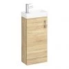 Milan W400 x D222mm Natural Oak Effect Compact Floor Standing Basin Unit