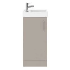 Milan W400 x D222mm Stone Grey Compact Floor Standing Basin Unit -Vanity Units Sales Store MIL006 detail1 460