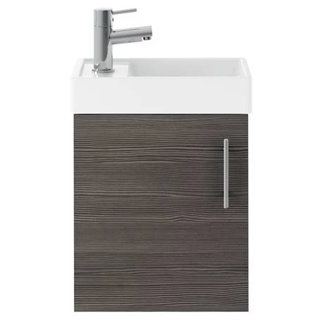 Milan W400 x D222mm Grey Avola Effect Compact Wall Hung Basin Unit 3 Milan W400 x D222mm Grey Avola Effect Compact Wall Hung Basin Unit - Image 3