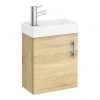 Milan W400 x D222mm Natural Oak Effect Compact Wall Hung Basin Unit