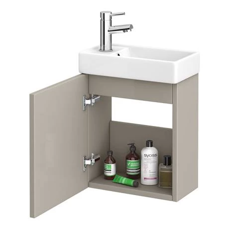 Milan W400 x D222mm Stone Grey Compact Wall Hung Basin Unit 4 Milan W400 x D222mm Stone Grey Compact Wall Hung Basin Unit - Image 4