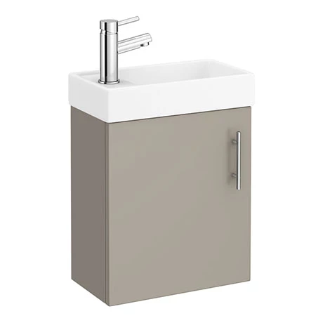 Milan W400 x D222mm Stone Grey Compact Wall Hung Basin Unit 1 Milan W400 x D222mm Stone Grey Compact Wall Hung Basin Unit