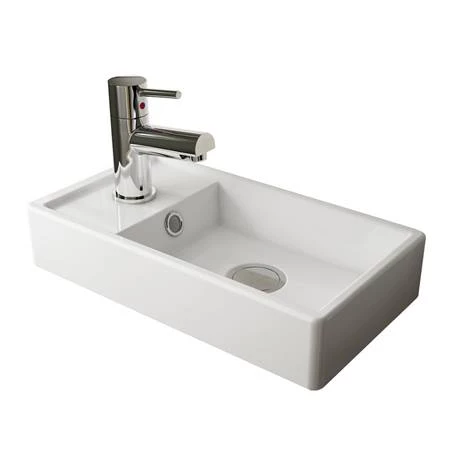 Milan W400 x D222mm Gloss Grey Compact Wall Hung Basin Unit 2 Milan W400 x D222mm Gloss Grey Compact Wall Hung Basin Unit - Image 2