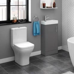 Milan W400 x D222mm Gloss Grey Compact Floor Standing Basin Unit 7 Milan W400 x D222mm Gloss Grey Compact Floor Standing Basin Unit -Vanity Units Sales Store MIL014 d3 460