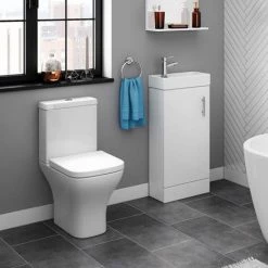 Milan Small Floor Standing Vanity Basin Unit - Gloss White (W400 x D222mm) -Vanity Units Sales Store MILFSGW d4 460
