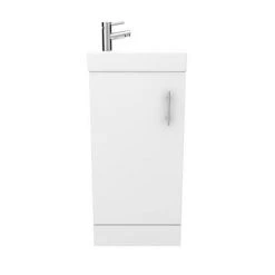 Milan Small Floor Standing Vanity Basin Unit - Gloss White (W400 x D222mm) -Vanity Units Sales Store MILFSGW n d1 460