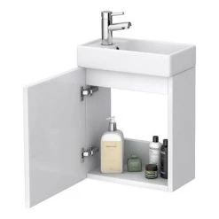 Milan Modern Wall Hung Basin Vanity Unit - Gloss White (W400 x D222mm) -Vanity Units Sales Store MILWHGW d1 460