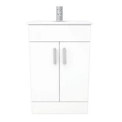 Toreno Small Vanity Sink With Cabinet - 500mm Modern High Gloss White 11 Toreno Small Vanity Sink With Cabinet - 500mm Modern High Gloss White -Vanity Units Sales Store MV500 D5 460