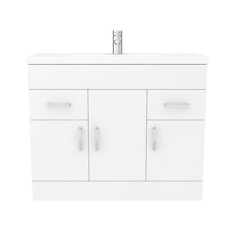 Toreno Basin Unit - 1000mm Modern High Gloss White with Mid Edged Basin 3 Toreno Basin Unit - 1000mm Modern High Gloss White with Mid Edged Basin - Image 3