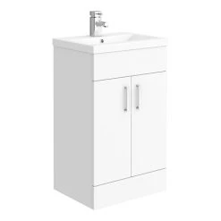 Toreno Basin Unit - 500mm Modern High Gloss White with Mid Edged Basin