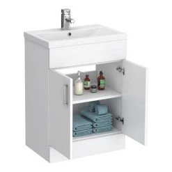 Toreno Basin Unit - 600mm Modern High Gloss White with Mid Edged Basin 7 Toreno Basin Unit - 600mm Modern High Gloss White with Mid Edged Basin -Vanity Units Sales Store MVME600 detail1 460