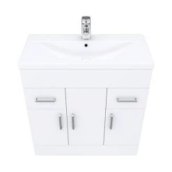 Toreno Basin Unit - 800mm Modern High Gloss White with Mid Edged Basin -Vanity Units Sales Store MVME800 D3 460 1