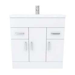 Toreno Basin Unit - 800mm Modern High Gloss White with Mid Edged Basin -Vanity Units Sales Store MVME800 D4 460