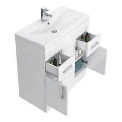 Toreno Basin Unit - 800mm Modern High Gloss White with Mid Edged Basin -Vanity Units Sales Store MVME800 d3 460