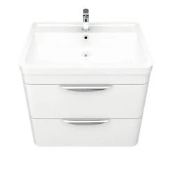 Monza Wall Hung 2 Drawer Vanity Unit w. Chrome Handles W600 x D445mm -Vanity Units Sales Store MW2D60 D4 460