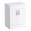 Toreno Floor Standing Countertop Vanity Unit - Gloss White - 605mm with Chrome Handles