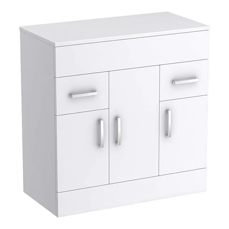Toreno Floor Standing Countertop Vanity Unit - Gloss White - 805mm with Chrome Handles 1 Toreno Floor Standing Countertop Vanity Unit - Gloss White - 805mm with Chrome Handles