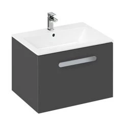 Britton MyHome 600mm Wall Hung Single Drawer Vanity Unit - Grey