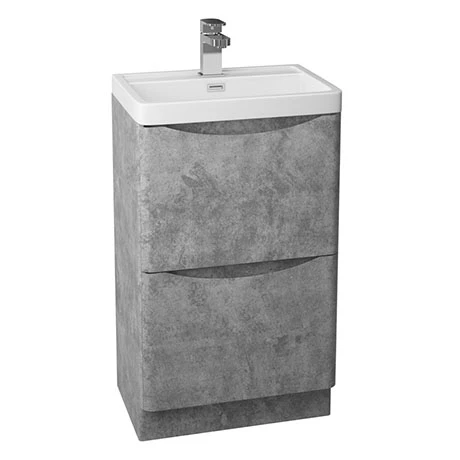 Monza Concrete Effect 500mm Wide Floor Standing Vanity Unit 1 Monza Concrete Effect 500mm Wide Floor Standing Vanity Unit