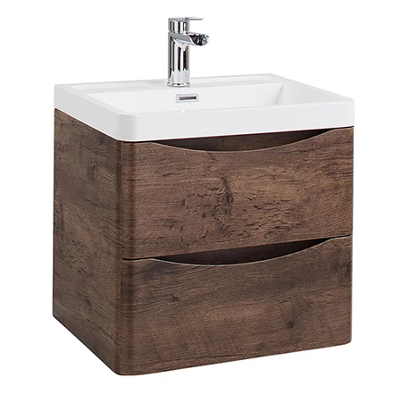 Monza Chestnut 500mm Wide Wall Mounted Vanity Unit 1 Monza Chestnut 500mm Wide Wall Mounted Vanity Unit