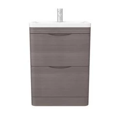 Monza 600mm Floor Standing Vanity Unit (Stone Grey Woodgrain - Depth 450mm) -Vanity Units Sales Store MZ600FSG d6 460