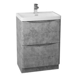 Monza Concrete Effect 600mm Wide Floor Standing Vanity Unit