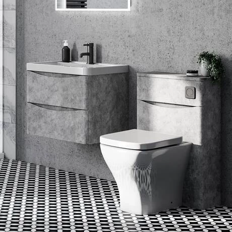 Monza Concrete Effect 600mm Wide Wall Mounted Vanity Unit 2 Monza Concrete Effect 600mm Wide Wall Mounted Vanity Unit - Image 2