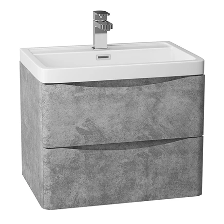 Monza Concrete Effect 600mm Wide Wall Mounted Vanity Unit 1 Monza Concrete Effect 600mm Wide Wall Mounted Vanity Unit