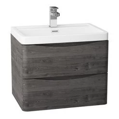 Monza Graphite Oak 600mm Wide Wall Mounted Vanity Unit
