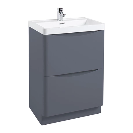 Monza Matt Grey 600mm Wide Floor Standing Vanity Unit 1 Monza Matt Grey 600mm Wide Floor Standing Vanity Unit