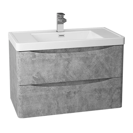 Monza Concrete Effect 750mm Wide Wall Mounted Vanity Unit 1 Monza Concrete Effect 750mm Wide Wall Mounted Vanity Unit