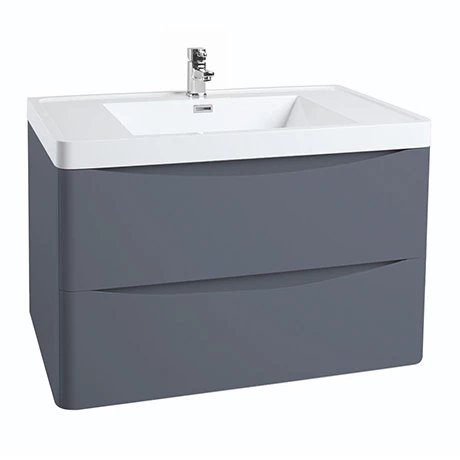 Monza Matt Grey 750mm Wide Wall Mounted Vanity Unit 1 Monza Matt Grey 750mm Wide Wall Mounted Vanity Unit