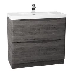 Monza Graphite Oak 900mm Wide Floor Standing Vanity Unit