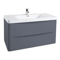 Monza Matt Grey 900mm Wide Wall Mounted Vanity Unit