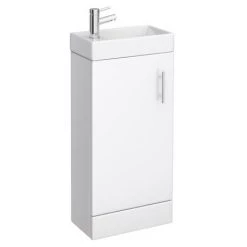 Milan Small Floor Standing Vanity Basin Unit - Gloss White (W400 x D222mm)