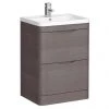 Monza 600mm Floor Standing Vanity Unit (Stone Grey Woodgrain - Depth 450mm)