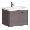 Monza 600mm Wall Hung 1 Drawer Vanity Unit (Stone Grey Woodgrain - Depth 450mm)