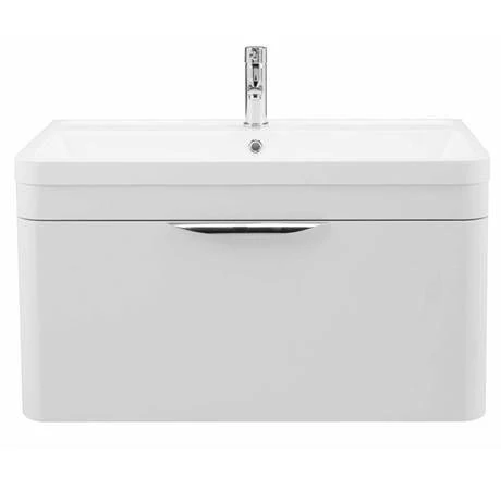 Monza Wall Hung 1 Drawer Vanity Unit w. Chrome Handle W800 x D445mm 2 Monza Wall Hung 1 Drawer Vanity Unit w. Chrome Handle W800 x D445mm - Image 2