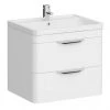 Monza Wall Hung 2 Drawer Vanity Unit w. Chrome Handles W600 x D445mm